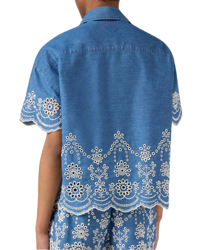 MC2 Saint Barth Camicia con Ricami Sangallo Clementine CEM0001 Azzurro