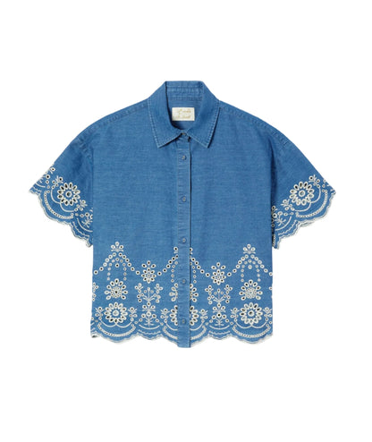MC2 Saint Barth Camicia con Ricami Sangallo Clementine CEM0001 Azzurro