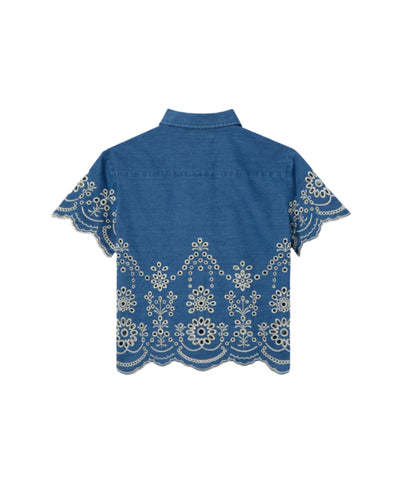 MC2 Saint Barth Camicia con Ricamo Sangallo Clementine Jr CEM0002 Blu