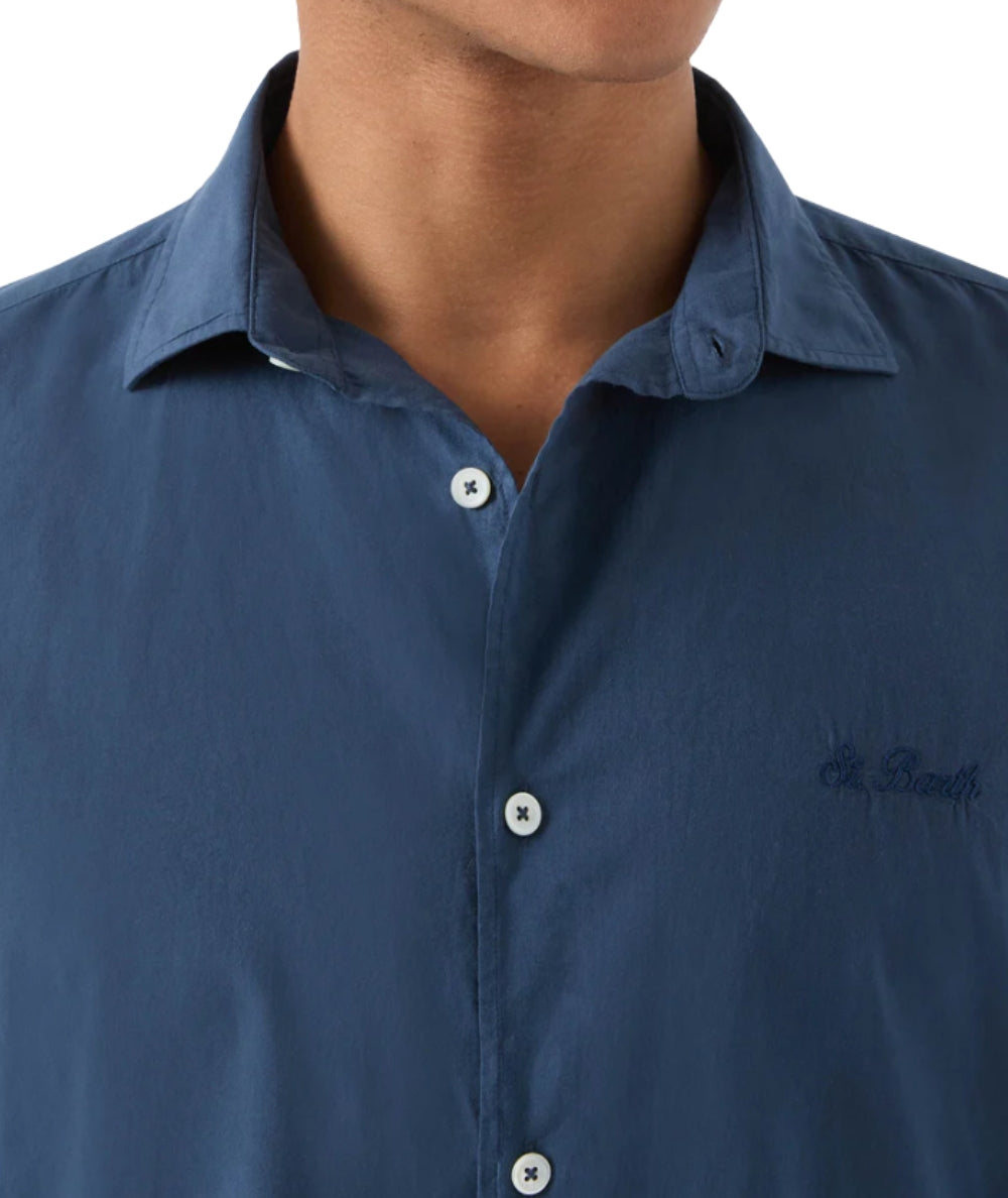 MC2 Saint Barth Camicia in Cotone Voile Ice LCM0001 Blu Navy