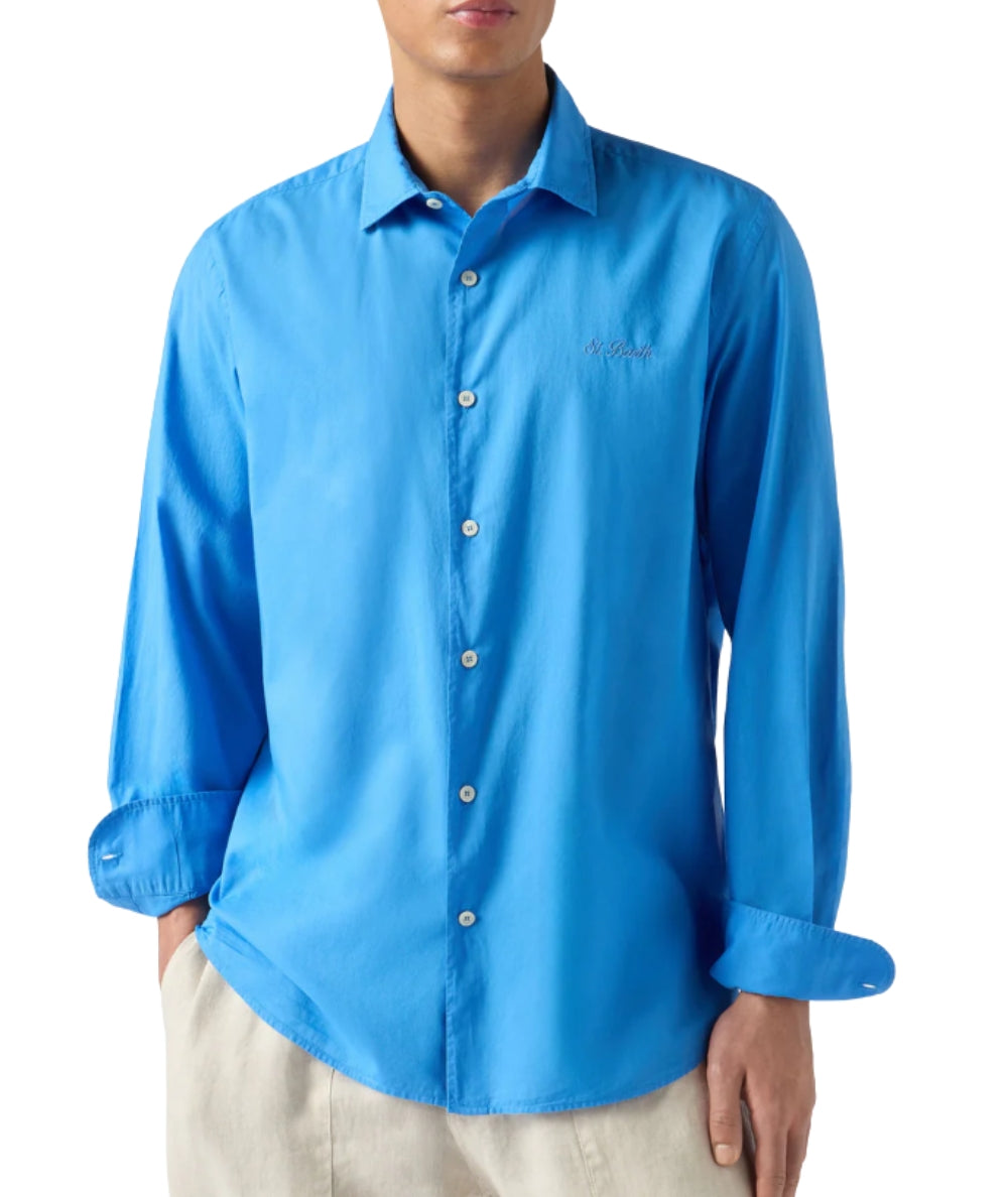 MC2 Saint Barth Camicia in Cotone Voile Ice LCM0001 Bluette