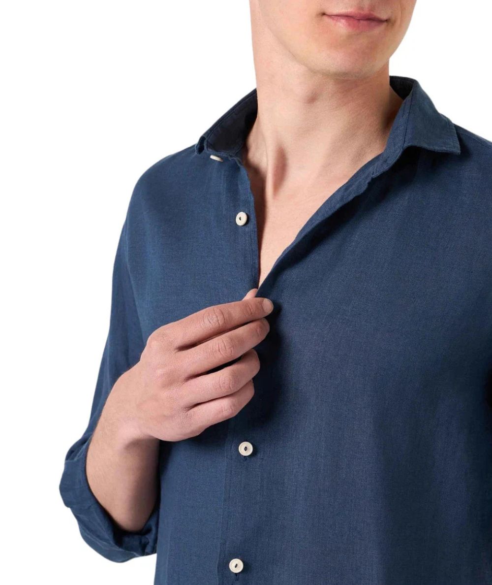 MC2 Saint Barth Camicia in Lino Pamplona PAMP001 Blu Denim 