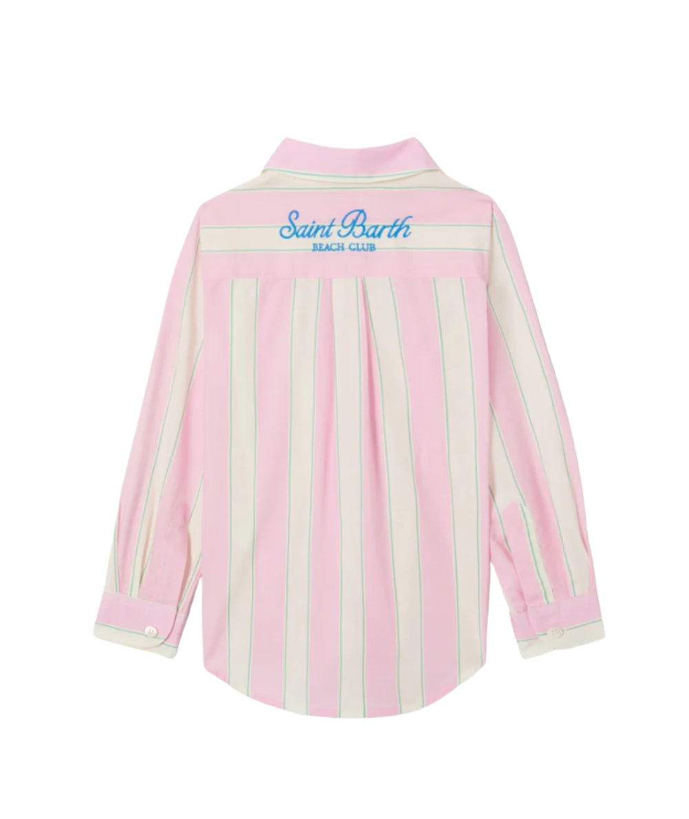 MC2 Saint Barth Camicia in Popeline a Righe Mini Brigitte BRIG003 Rosa