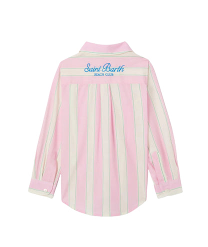 MC2 Saint Barth Camicia in Popeline a Righe Mini Brigitte BRIG003 Rosa