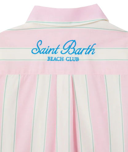 MC2 Saint Barth Camicia in Popeline a Righe Mini Brigitte BRIG003 Rosa