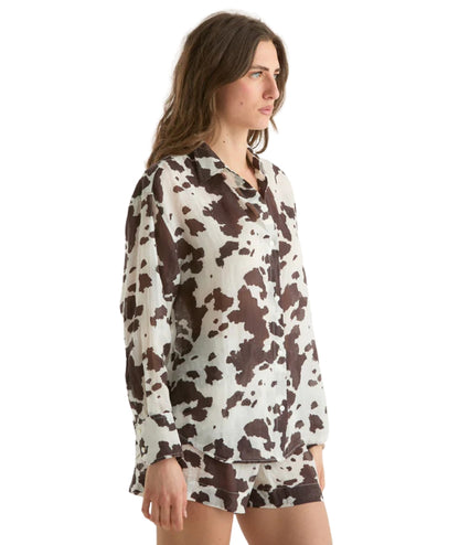 MC2 Saint Barth Camicia in Ramie Stampa Muccata Cristal CYS0001 Marrone