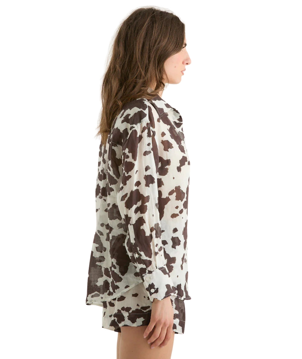 MC2 Saint Barth Camicia in Ramie Stampa Muccata Cristal CYS0001 Marrone