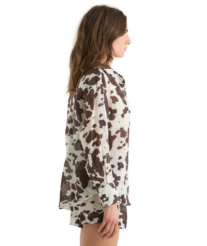 MC2 Saint Barth Camicia in Ramie Stampa Muccata Cristal CYS0001 Marrone