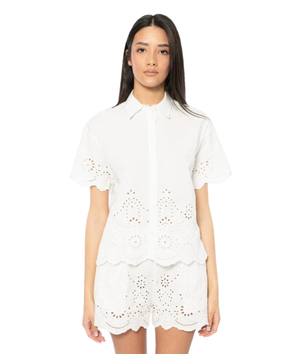 MC2 Saint Barth Camicia in Sangallo Clementine CEM0001 Bianco