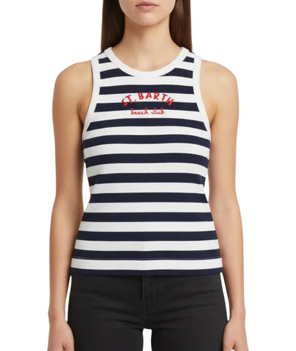 MC2 Saint Barth Canotta in Cotone a Righe Ada AAD001 Blu 