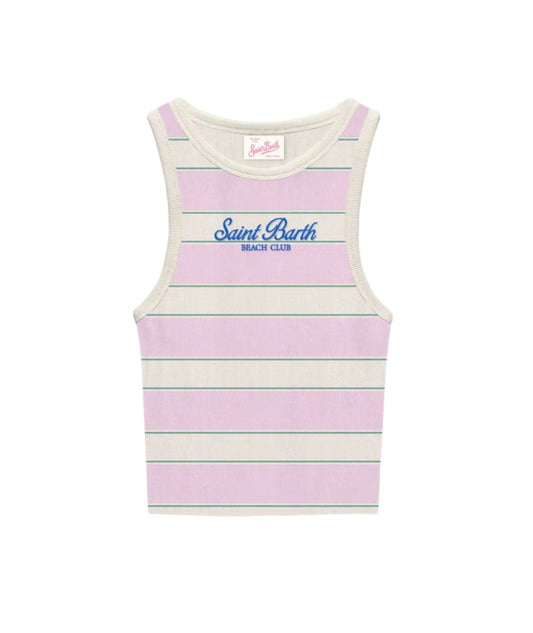 MC2 Saint Barth Canotta in Cotone a Righe Ada AAD001 Rosa