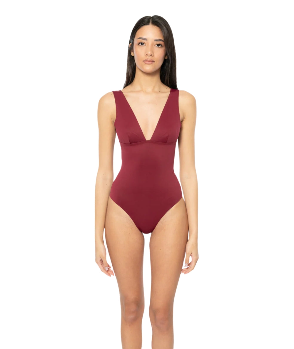 MC2 Saint Barth Costume Intero Scollo a V Calliope CAI001 Bordeaux