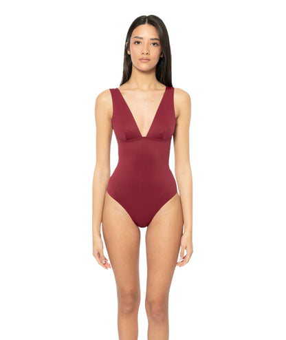 MC2 Saint Barth Costume Intero Scollo a V Calliope CAI001 Bordeaux