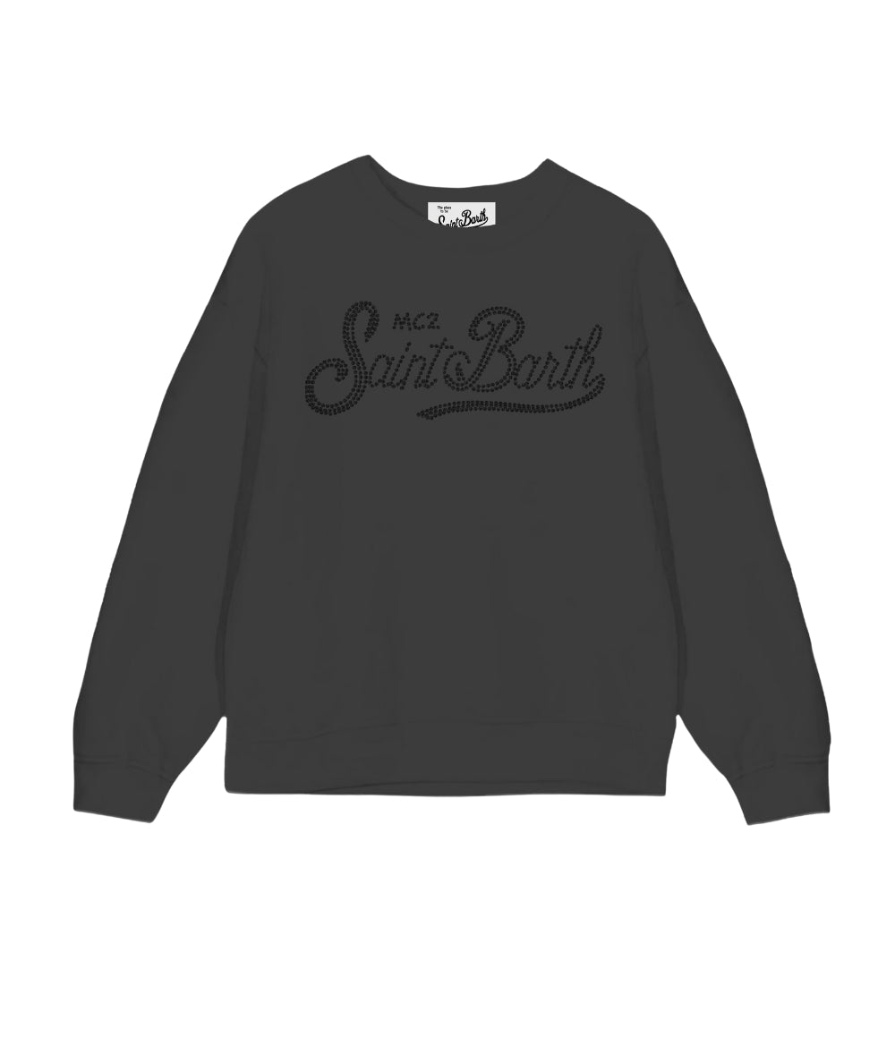 MC2 Saint Barth Felpa Girocollo Logo Strass BRIONY W Nero