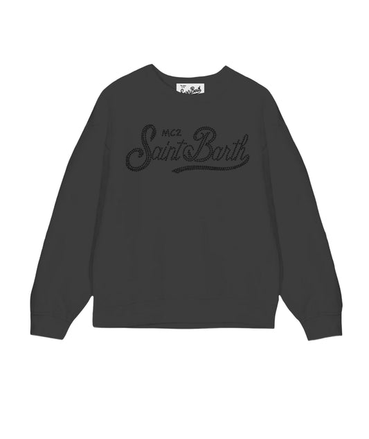 MC2 Saint Barth Felpa Girocollo Logo Strass BRIONY W Nero
