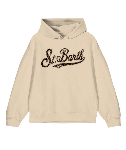 MC2 Saint Barth Felpa con Cappuccio e Logo Leopardato MINDY W JR Beige