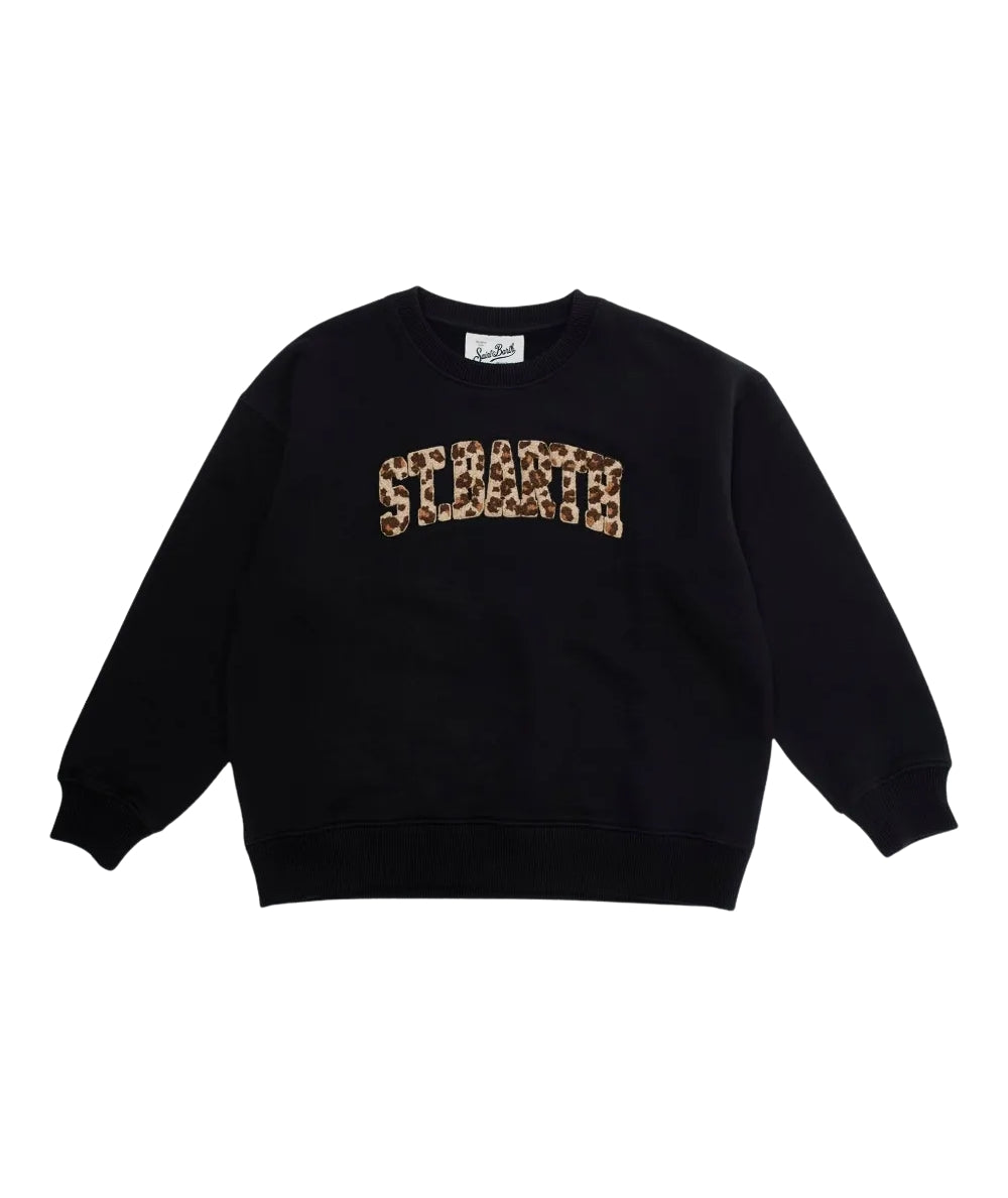 MC2 Saint Barth Felpa con Logo Leopardato BRIONY W Nero