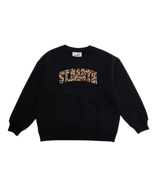 MC2 Saint Barth Felpa con Logo Leopardato BRIONY W Nero