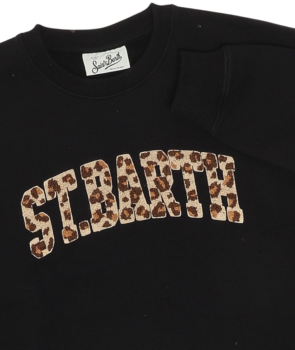 MC2 Saint Barth Felpa con Logo Leopardato BRIONY W Nero