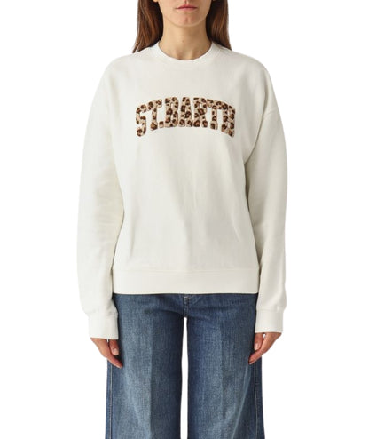 MC2 Saint Barth Felpa con Logo Leopardato STARDUST W STDW001 Bianco