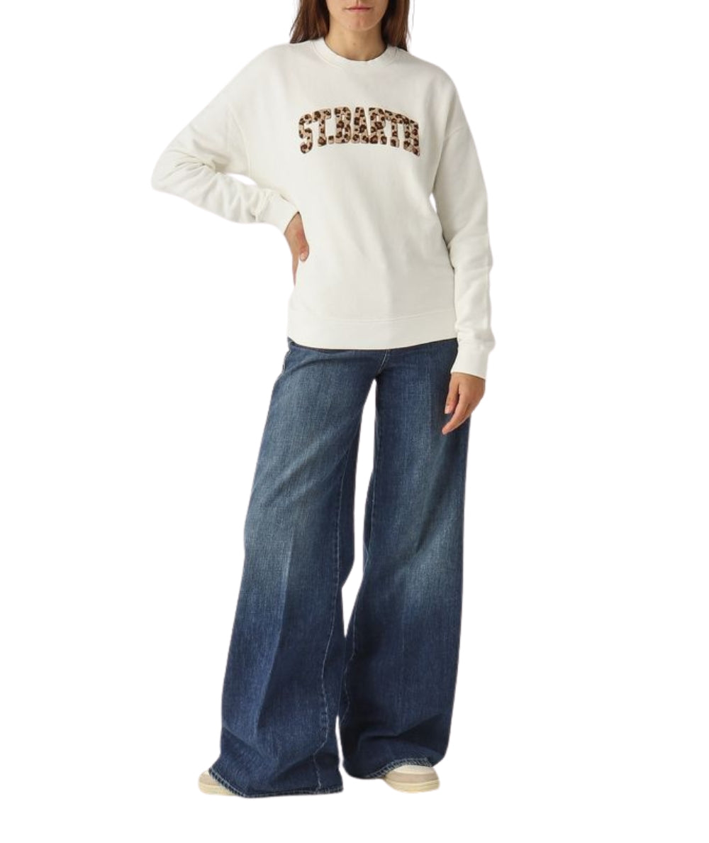 MC2 Saint Barth Felpa con Logo Leopardato STARDUST W STDW001 Bianco