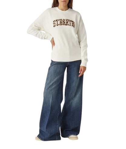 MC2 Saint Barth Felpa con Logo Leopardato STARDUST W STDW001 Bianco