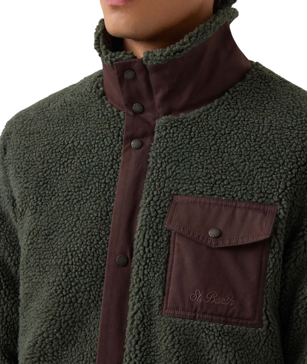 MC2 Saint Barth Giacca in Pile Keystone Zip KEY0008 Verde Militare