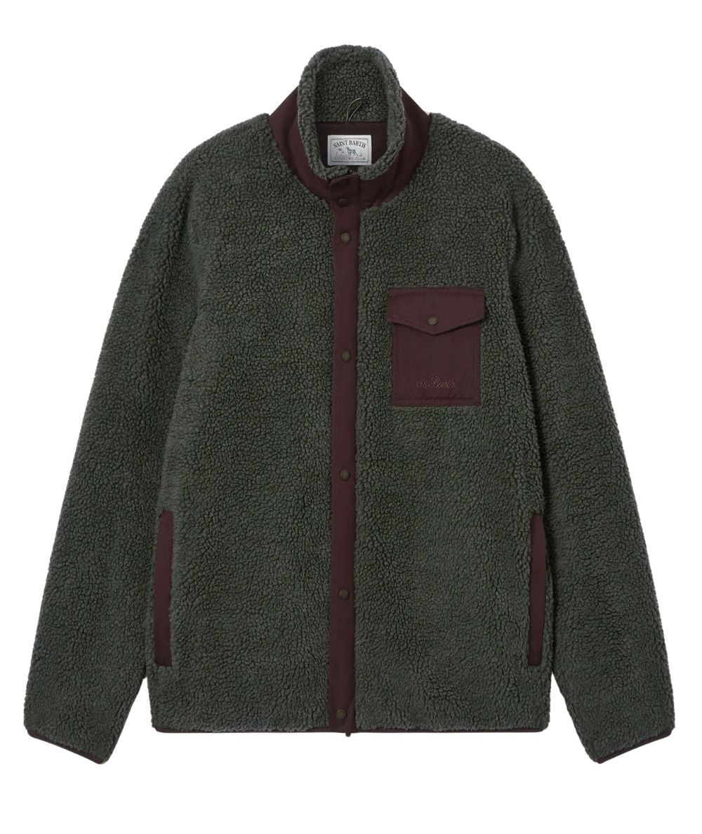 MC2 Saint Barth Giacca in Pile Keystone Zip KEY0008 Verde Militare
