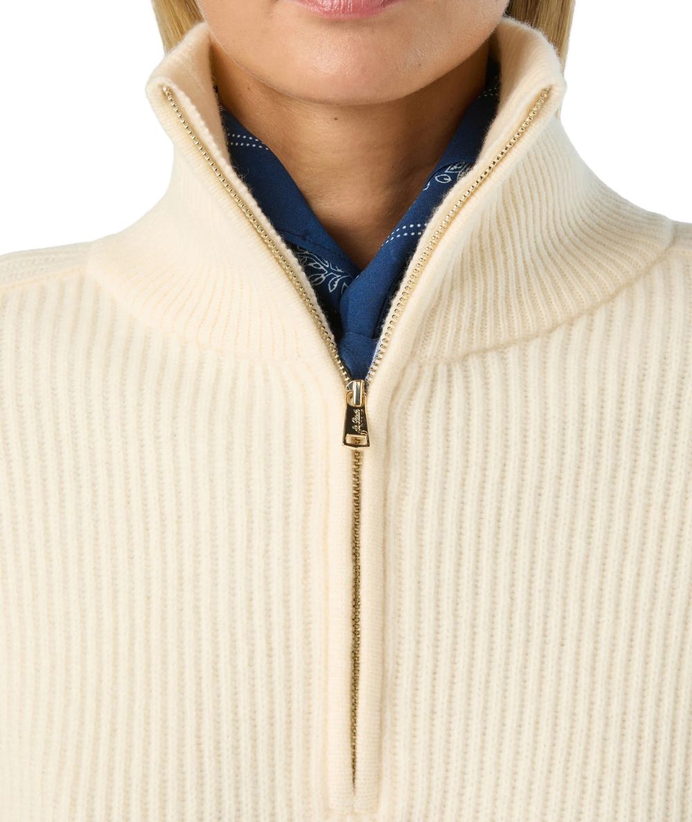 MC2 Saint Barth Maglione Half Zip Isalyn Wool ISN0001 Bianco