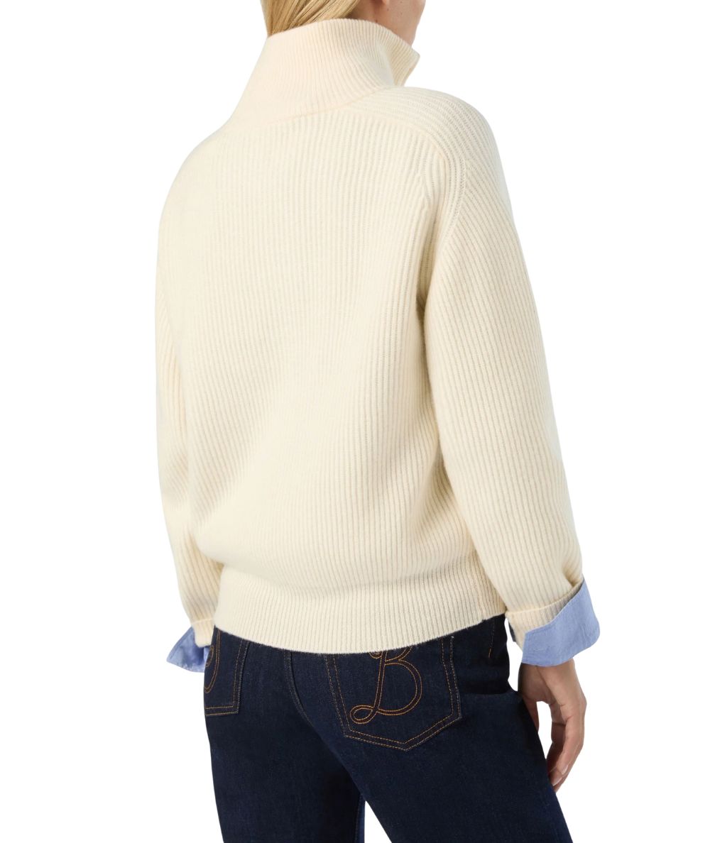 MC2 Saint Barth Maglione Half Zip Isalyn Wool ISN0001 Bianco