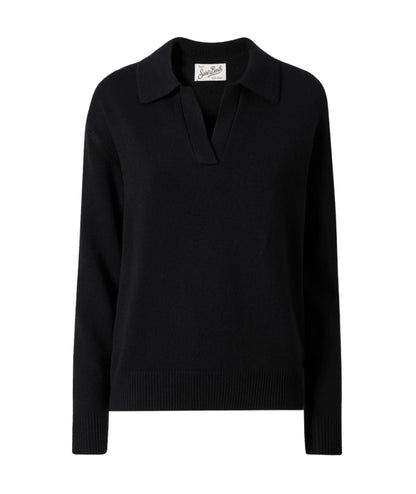MC2 Saint Barth Maglione con Collo a Polo EZE WOOL Nero