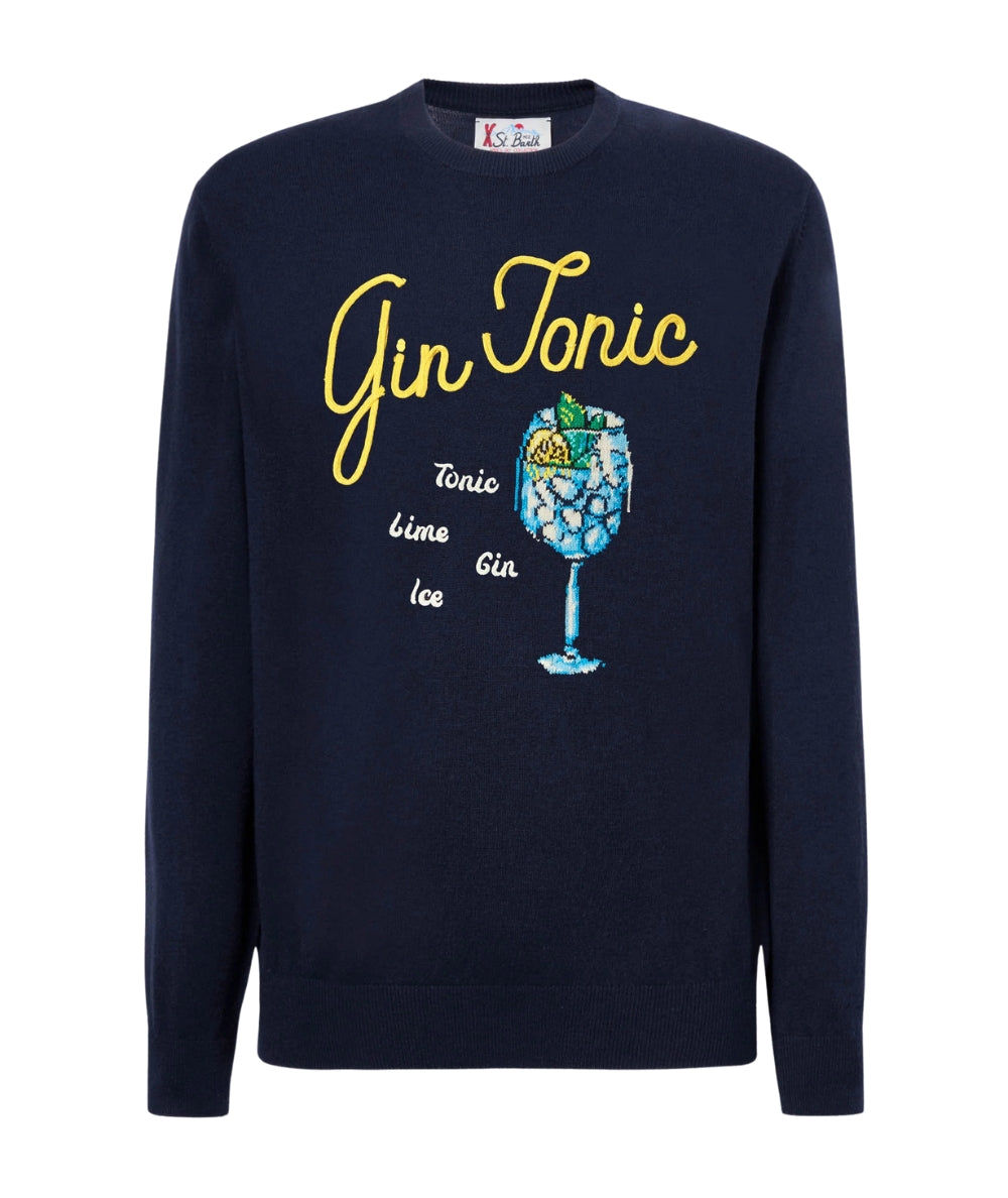MC2 Saint Barth Maglione con Ricami Gin HERON HER0001 Blu Navy