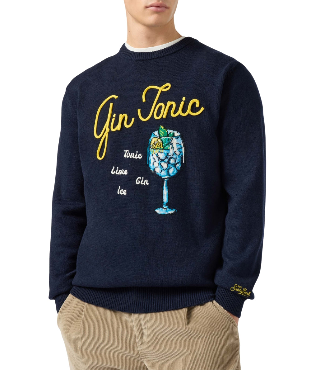 MC2 Saint Barth Maglione con Ricami Gin HERON HER0001 Blu Navy