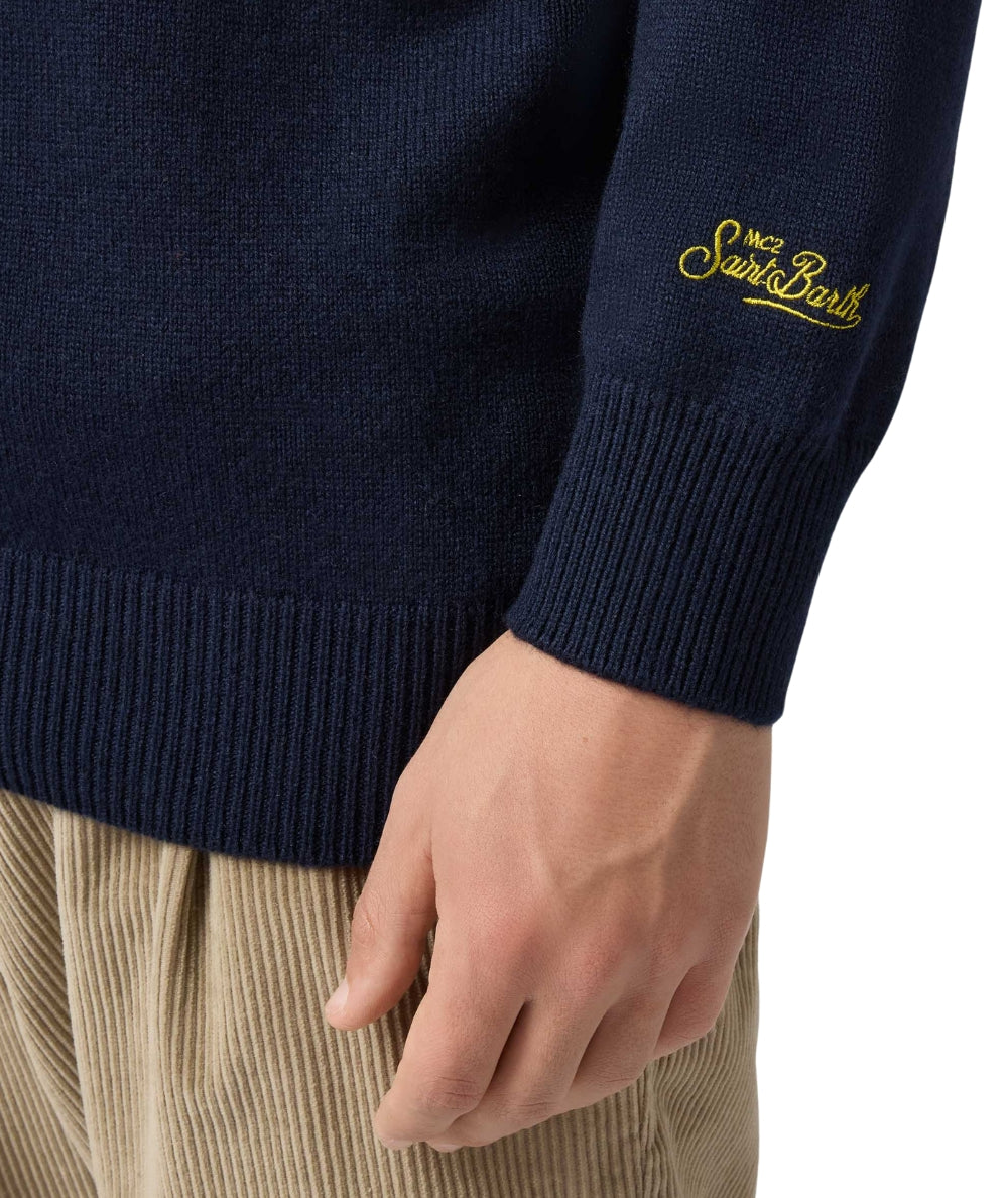 MC2 Saint Barth Maglione con Ricami Gin HERON HER0001 Blu Navy
