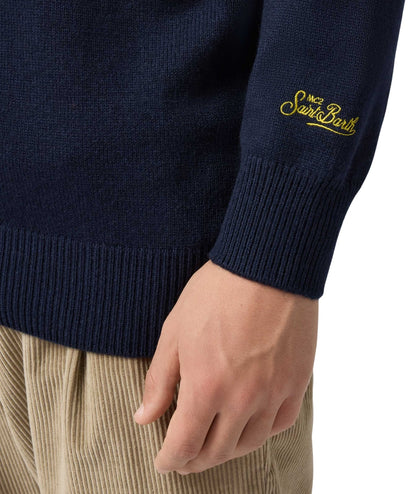 MC2 Saint Barth Maglione con Ricami Gin HERON HER0001 Blu Navy