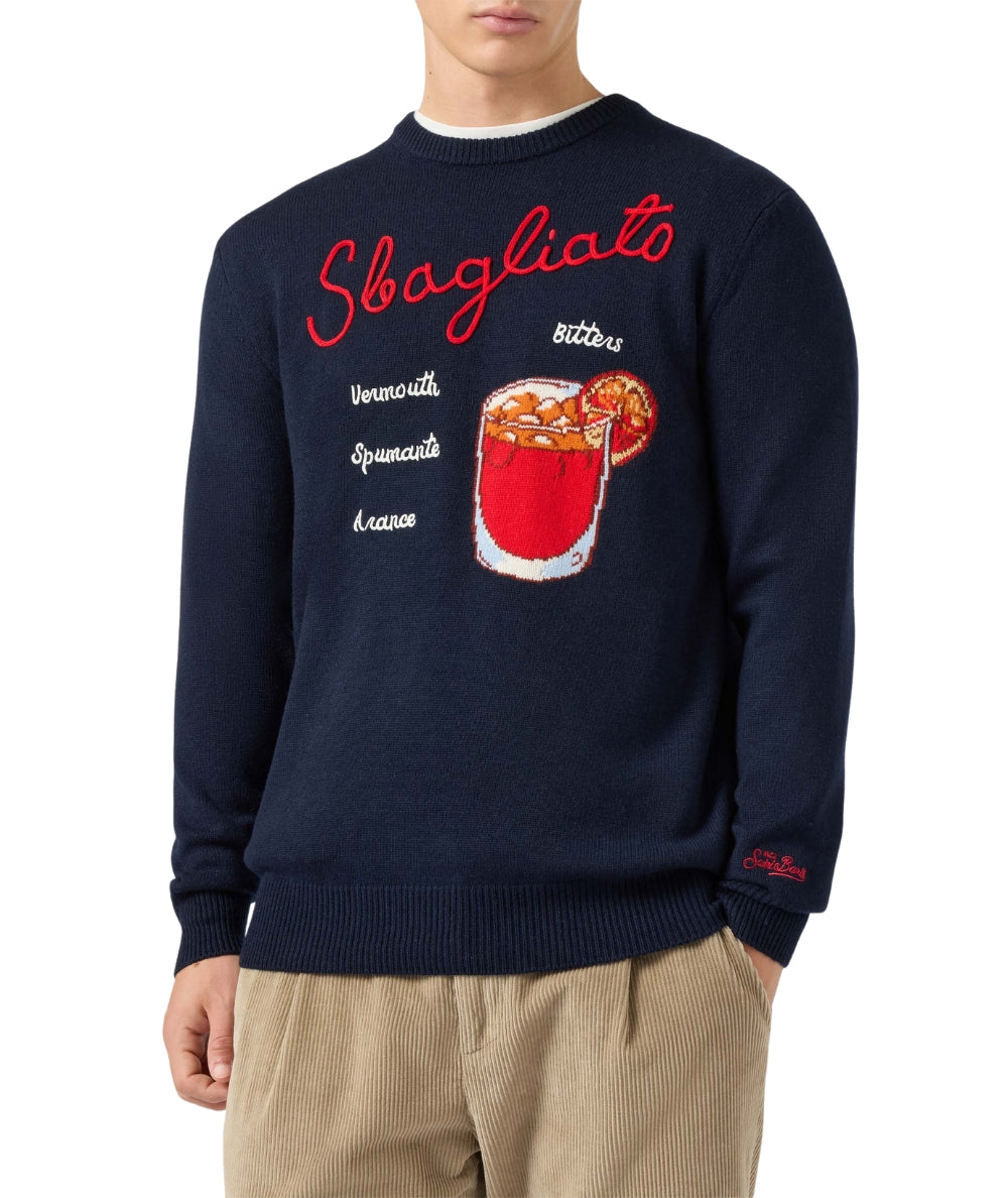 MC2 Saint Barth Maglione con Ricami HERON HER0001 Blu Navy