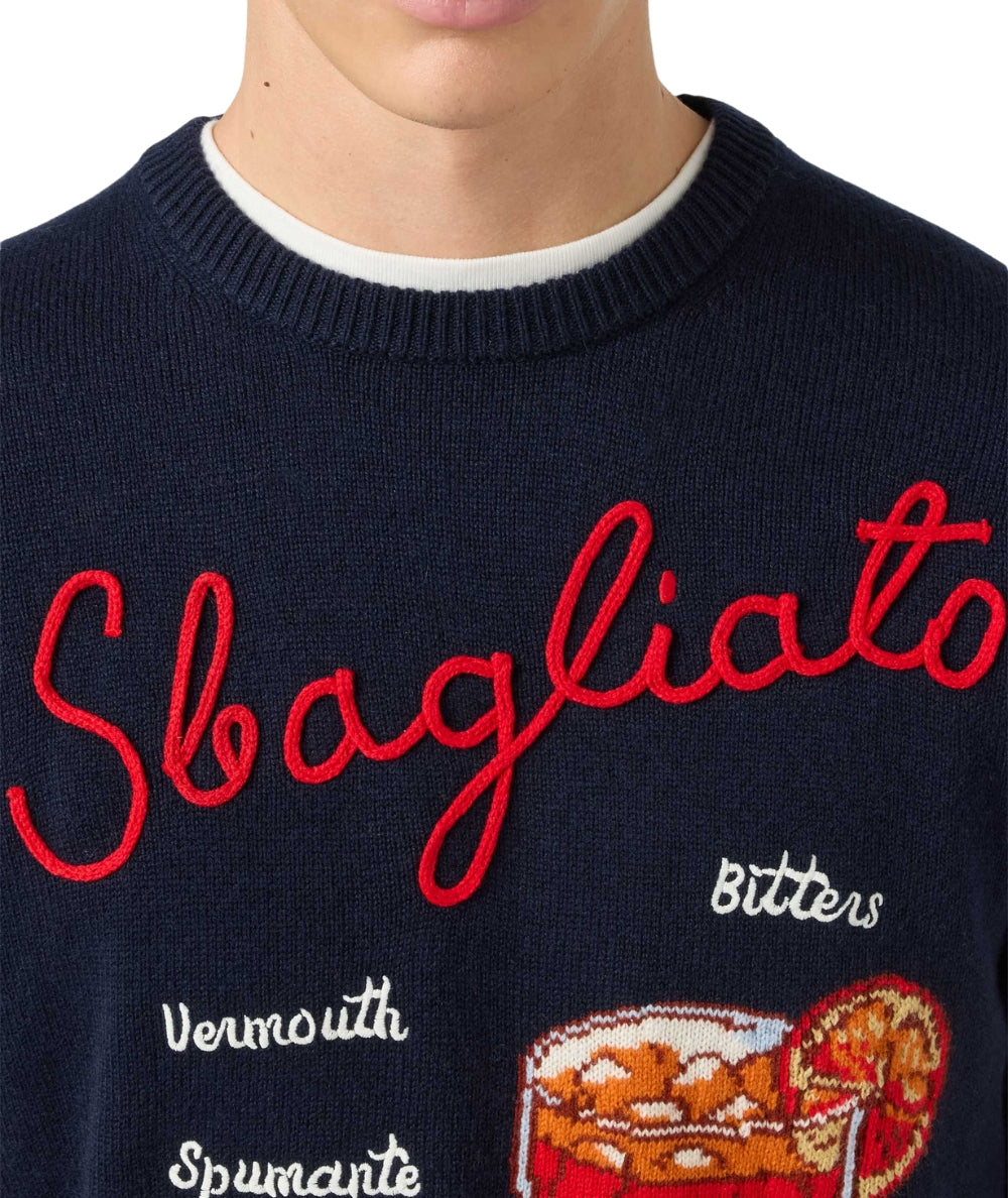 MC2 Saint Barth Maglione con Ricami HERON HER0001 Blu Navy