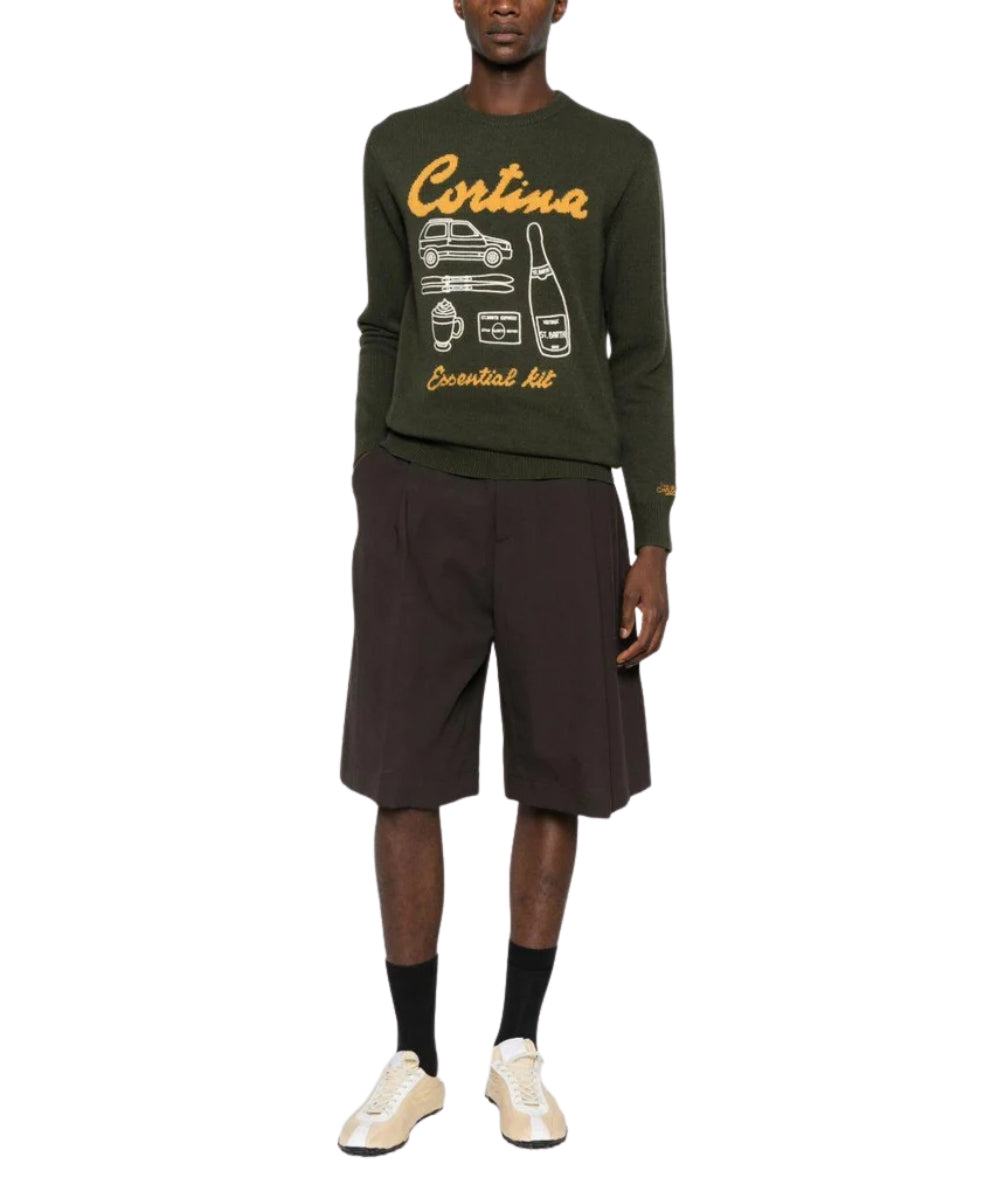 MC2 Saint Barth Maglione con Ricami HERON HER0001 Verde Militare