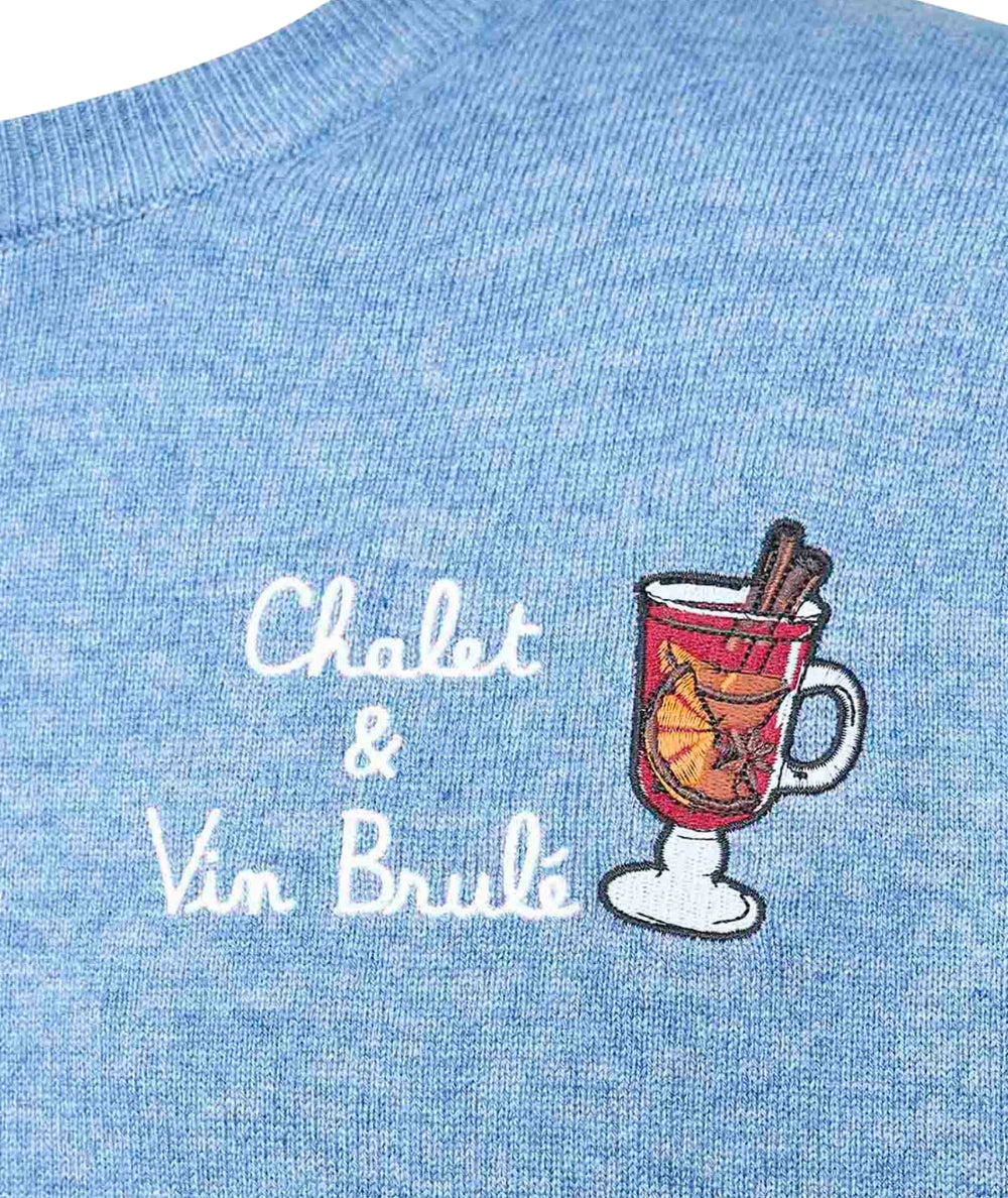 MC2 Saint Barth Maglione con Ricami HERON LIGHT EMBRY HER0024 Azzurro