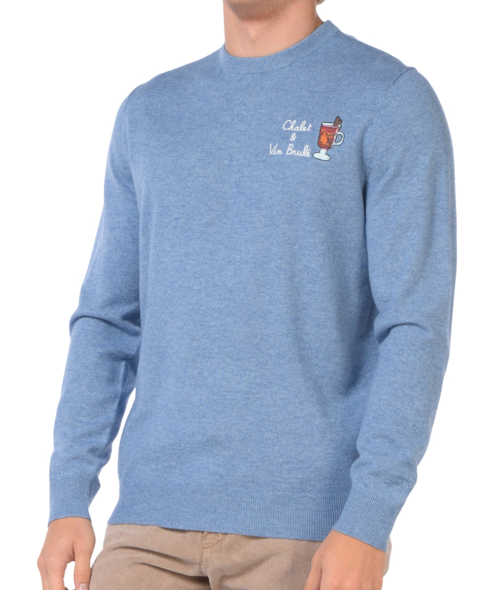 MC2 Saint Barth Maglione con Ricami HERON LIGHT EMBRY HER0024 Azzurro