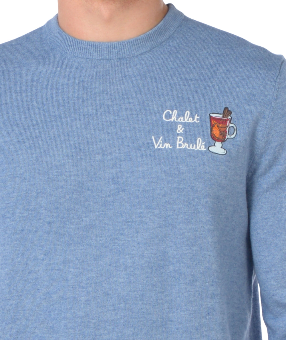 MC2 Saint Barth Maglione con Ricami HERON LIGHT EMBRY HER0024 Azzurro