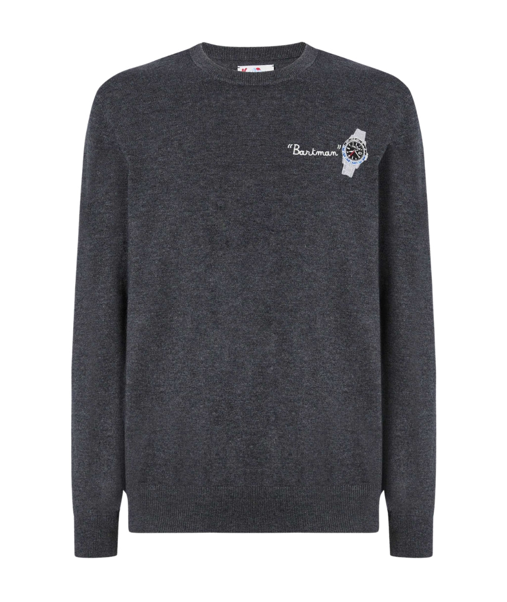 MC2 Saint Barth Maglione con Ricami HERON LIGHT EMBRY HER0024 Grigio