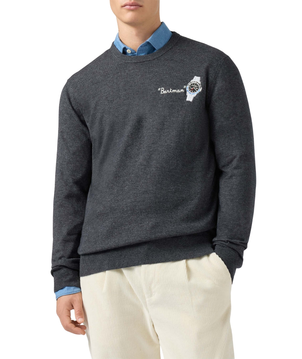 MC2 Saint Barth Maglione con Ricami HERON LIGHT EMBRY HER0024 Grigio