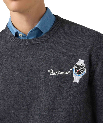 MC2 Saint Barth Maglione con Ricami HERON LIGHT EMBRY HER0024 Grigio