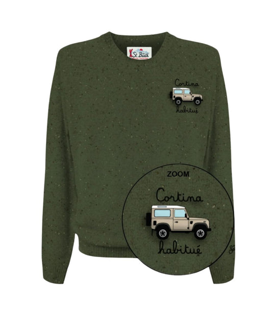 MC2 Saint Barth Maglione con Ricami Heron Light Embry HER0024 Verde Militare