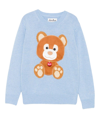 MC2 Saint Barth Maglione con Ricamo PRINCESS TRUDI ORSO PRC0001 Azzurro