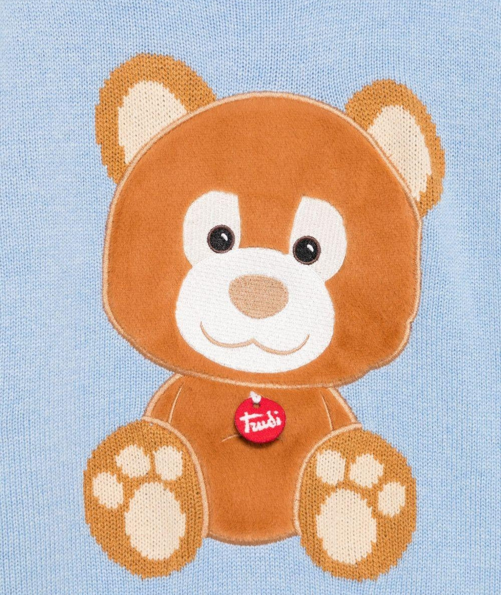 MC2 Saint Barth Maglione con Ricamo PRINCESS TRUDI ORSO PRC0001 Azzurro