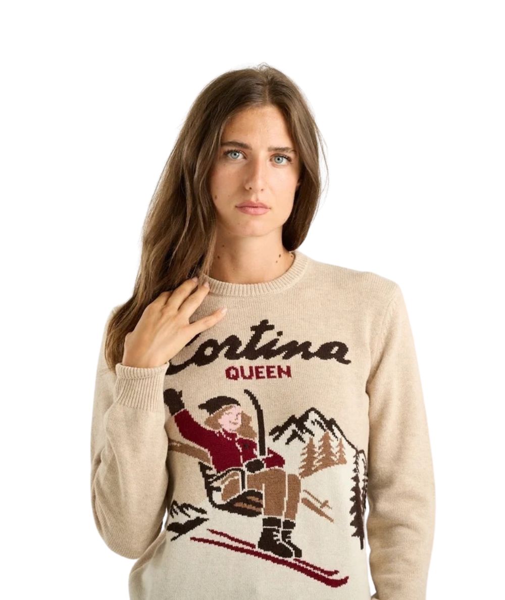 MC2 Saint Barth Maglione con stampa New Queen C QUE0018 Beige