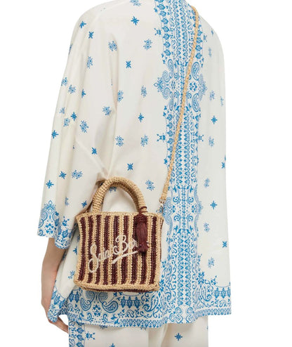 MC2 Saint Barth Mini Borsa in Raffia a Righe Vanity VAMI004 Beige Marrone