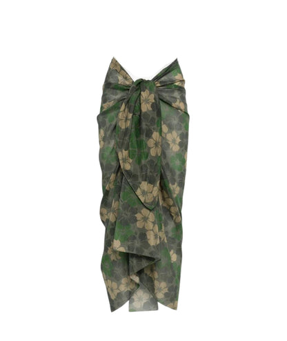 MC2 Saint Barth Pareo in Fantasia Thaiti Silk Voile Hibiscus Camo Verde